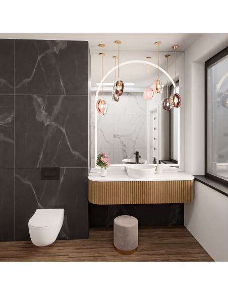 Fél-ovális megvilágítású fürdőszobai tükör - KLARA LED