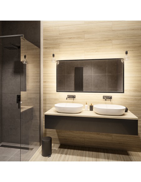 Fésülködő tükör fekete keretben LED világítással 60x80 - 1503001