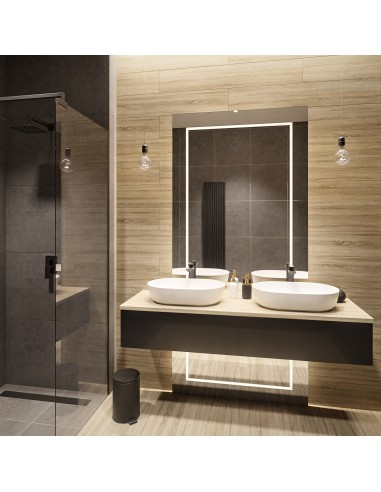 Téglalap alakú tükör két részből álló megvilágítással - MENA LED