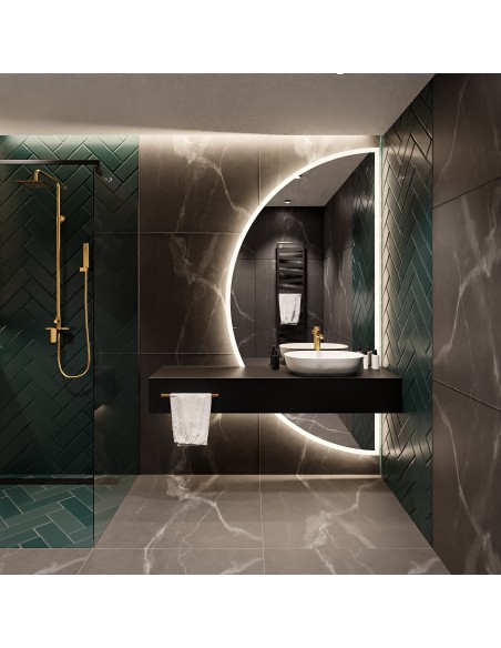 Félkör alakú, kétrészes fürdőszobatükör megvilágítással - DOPPIO LED II