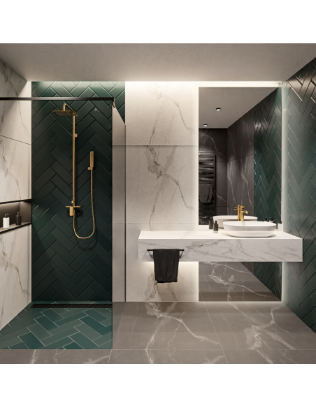 Téglalap alakú tükör két részből álló öltözőasztalhoz, megvilágítással - AGIS LED