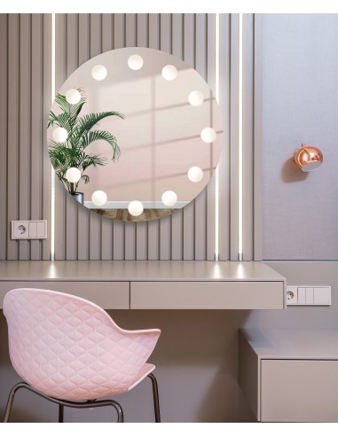 Kerek fésülködőasztal tükör LED megvilágítással - HOLLYWOOD