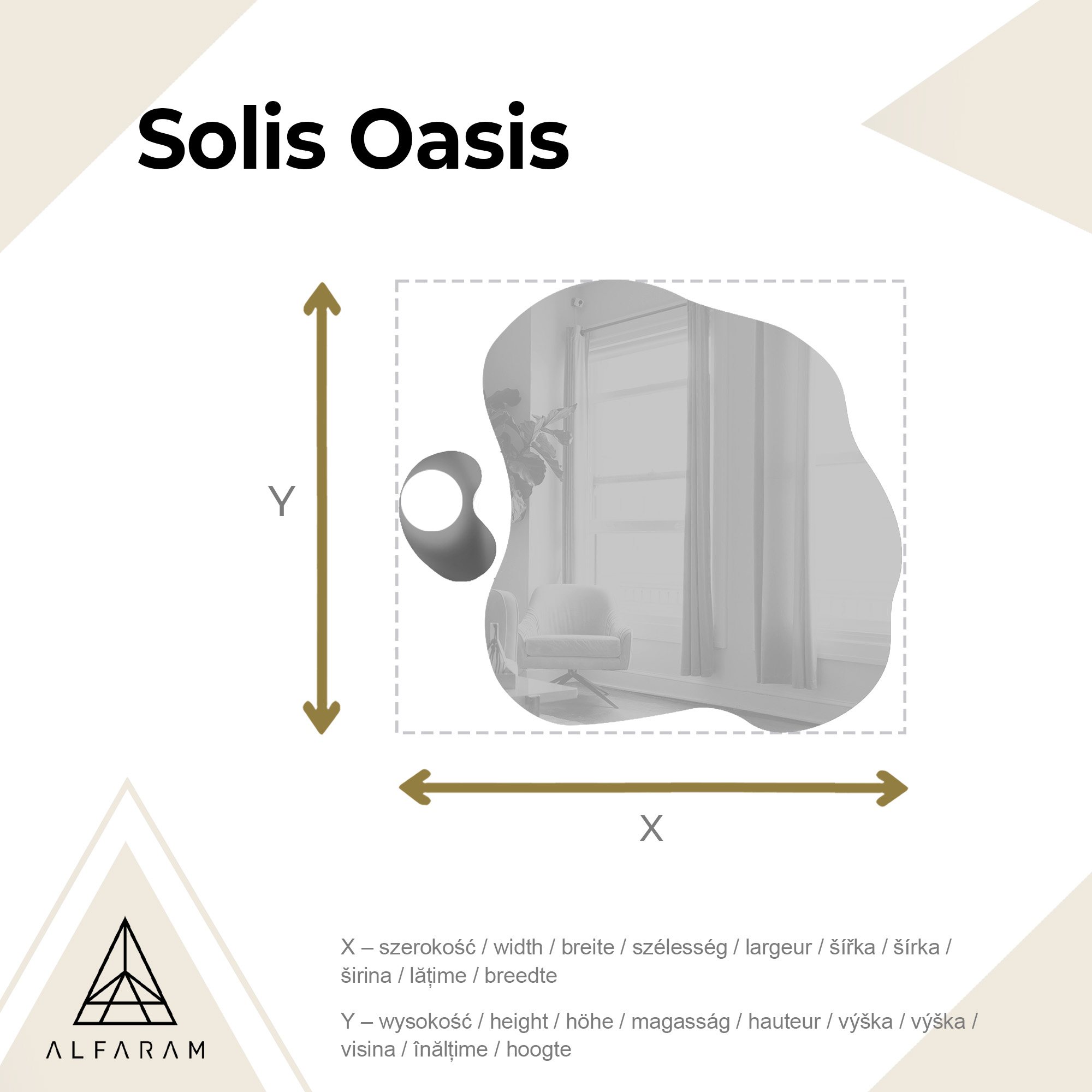 Organikus formájú tükör lámpával - SOLIS OASIS